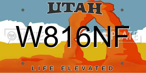 W816NF Utah License Plate