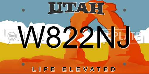 W822NJ Utah License Plate