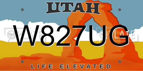W827UG Utah License Plate