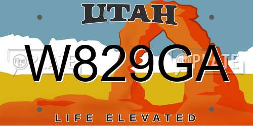 W829GA Utah License Plate