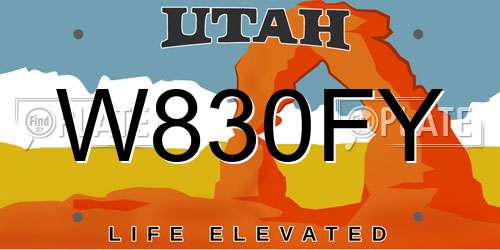 W830FY Utah License Plate
