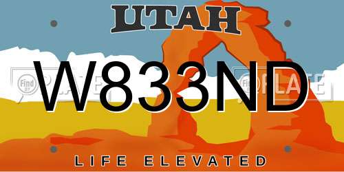 W833ND Utah License Plate