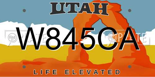 W845CA Utah License Plate