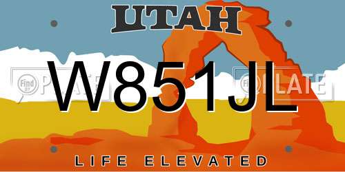 W851JL Utah License Plate