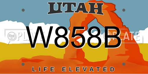W858B Utah License Plate