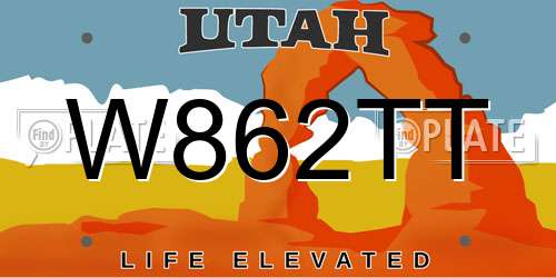 W862TT Utah License Plate