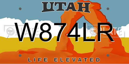 W874LR Utah License Plate
