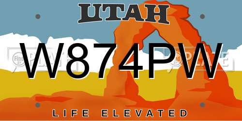 W874PW Utah License Plate