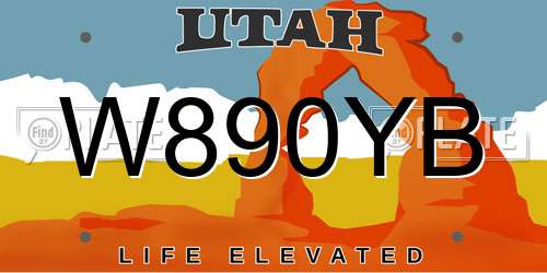 W890YB Utah License Plate