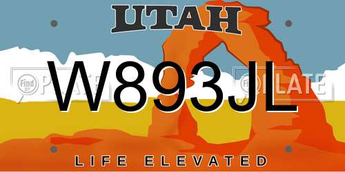W893JL Utah License Plate