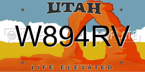 W894RV Utah License Plate