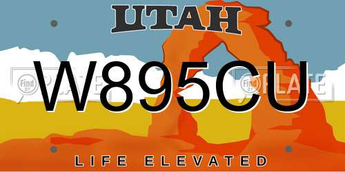 W895CU Utah License Plate
