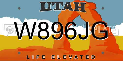 W896JG Utah License Plate