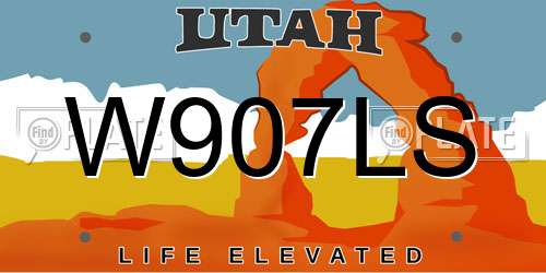 W907LS Utah License Plate