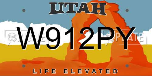 W912PY Utah License Plate