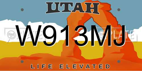 W913MJ Utah License Plate
