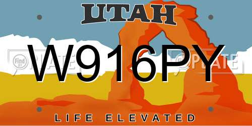 W916PY Utah License Plate