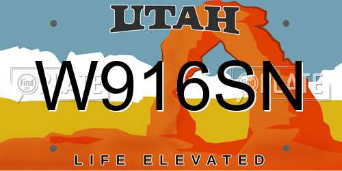 W916SN Utah License Plate