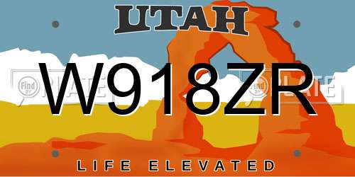 W918ZR Utah License Plate