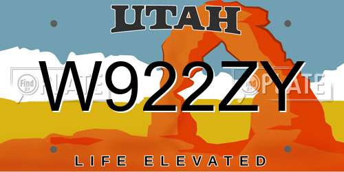 W922ZY Utah License Plate
