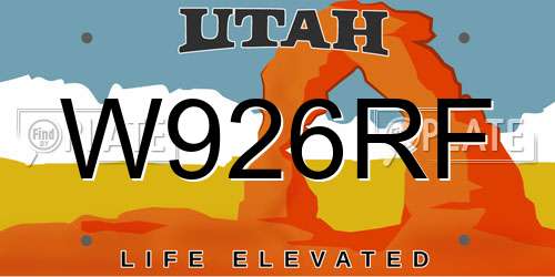 W926RF Utah License Plate