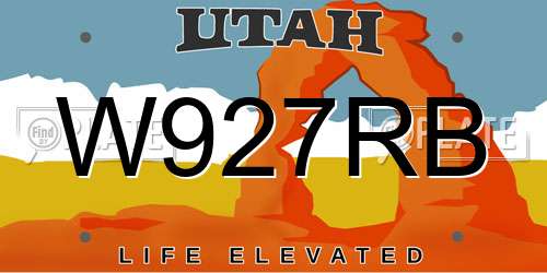 W927RB Utah License Plate