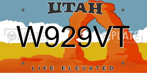 W929VT Utah License Plate