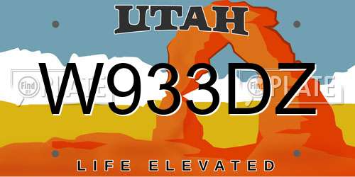W933DZ Utah License Plate