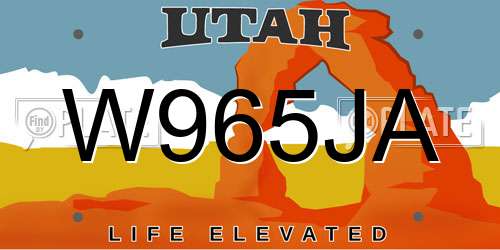 W965JA Utah License Plate