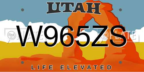 W965ZS Utah License Plate
