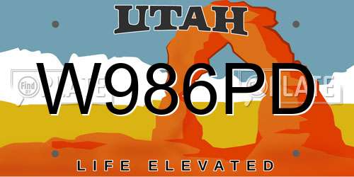 W986PD Utah License Plate