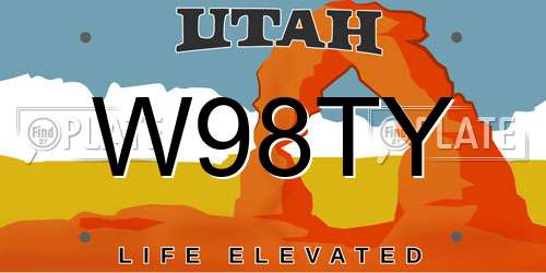 W98TY Utah License Plate