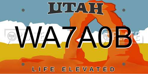 WA7A0B Utah License Plate
