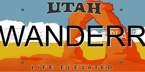 WANDERR Utah License Plate