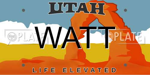 WATT Utah License Plate