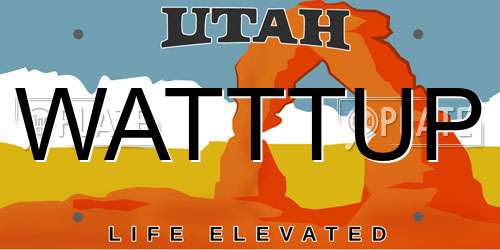 WATTTUP Utah License Plate