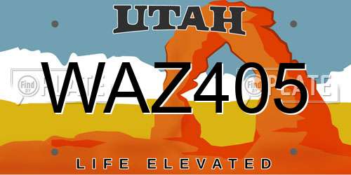 WAZ405 Utah License Plate