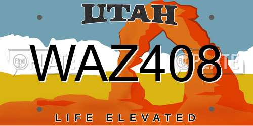 WAZ408 Utah License Plate