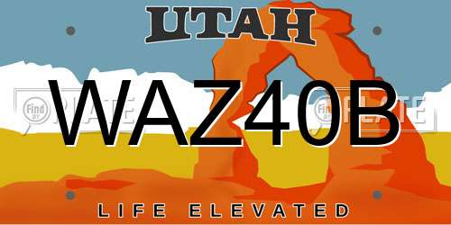 WAZ40B Utah License Plate