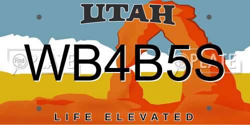 WB4B5S Utah License Plate
