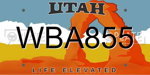 WBA855 Utah License Plate
