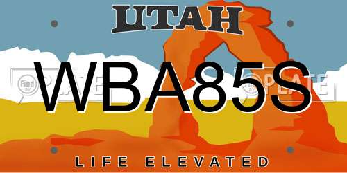 WBA85S Utah License Plate