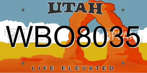 WBO8035 Utah License Plate