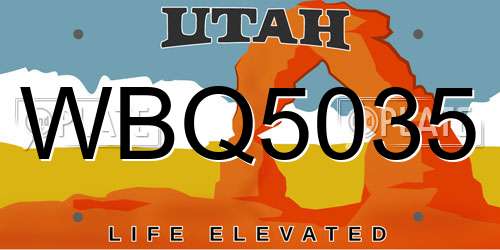 WBQ5035 Utah License Plate