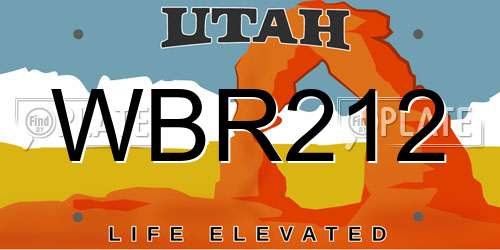 WBR212 Utah License Plate