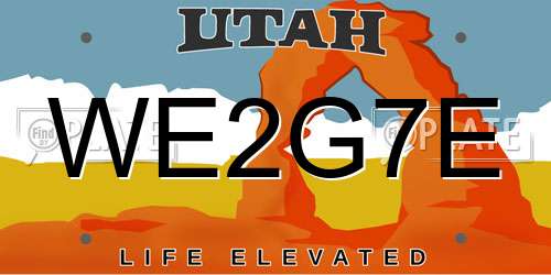 WE2G7E Utah License Plate