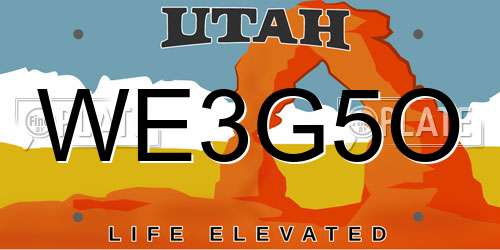 WE3G5O Utah License Plate