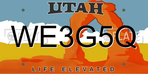 WE3G5Q Utah License Plate