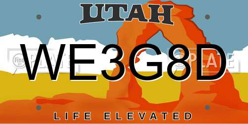 WE3G8D Utah License Plate