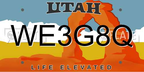 WE3G8Q Utah License Plate